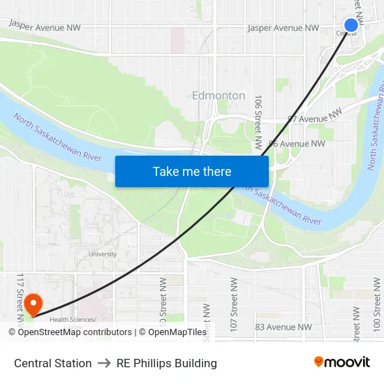 Central Station to RE Phillips Building map