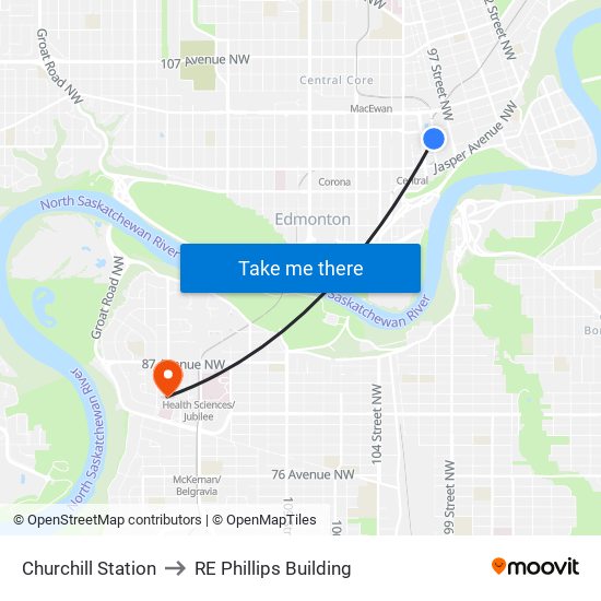 Churchill Station to RE Phillips Building map