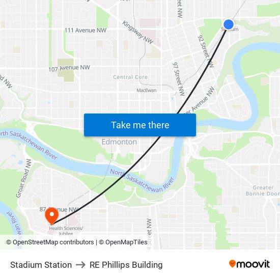 Stadium Station to RE Phillips Building map