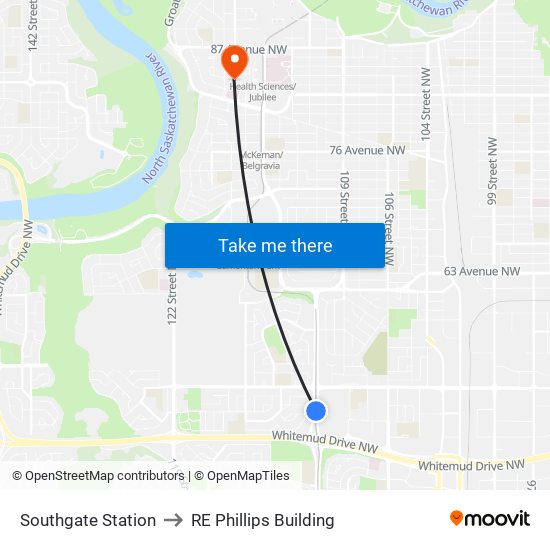 Southgate Station to RE Phillips Building map