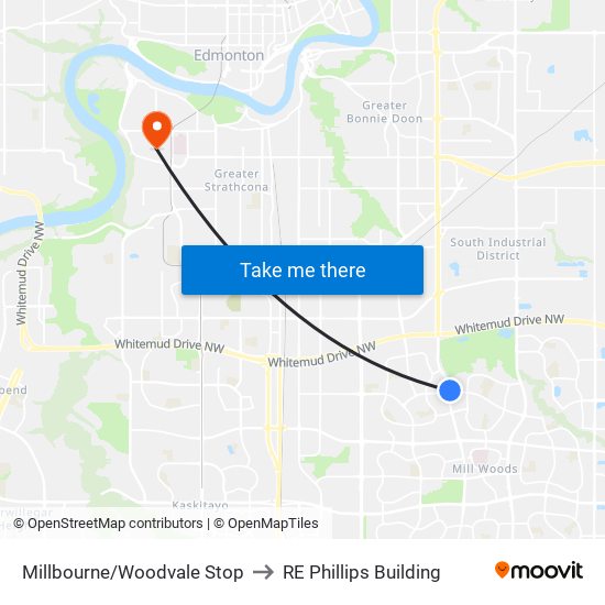 Millbourne/Woodvale Stop to RE Phillips Building map