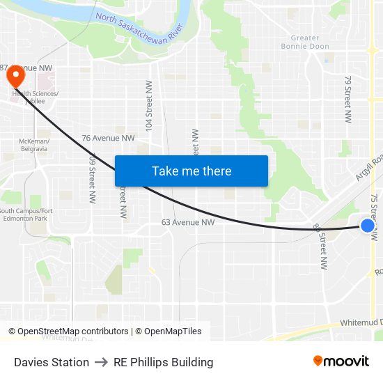 Davies Station to RE Phillips Building map