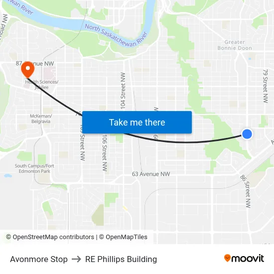 Avonmore Stop to RE Phillips Building map