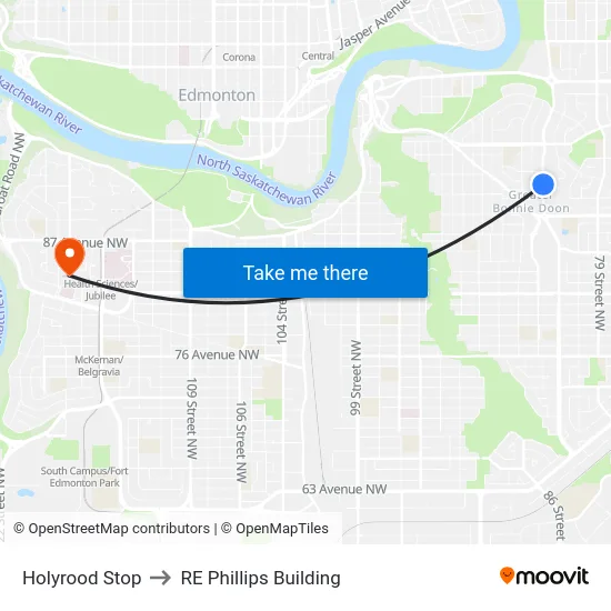 Holyrood Stop to RE Phillips Building map