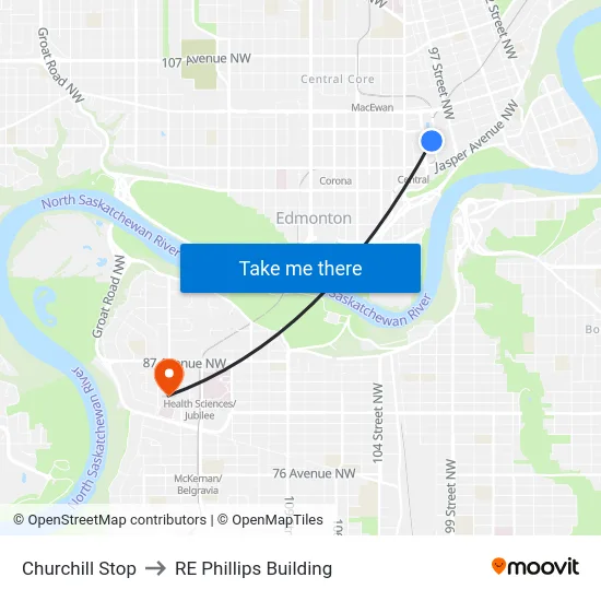 Churchill Stop to RE Phillips Building map