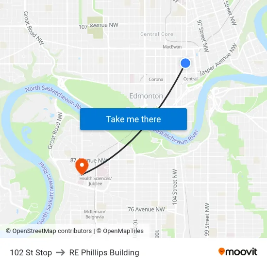 102 St Stop to RE Phillips Building map