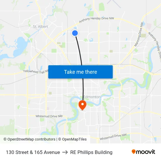 130 Street & 165 Avenue to RE Phillips Building map