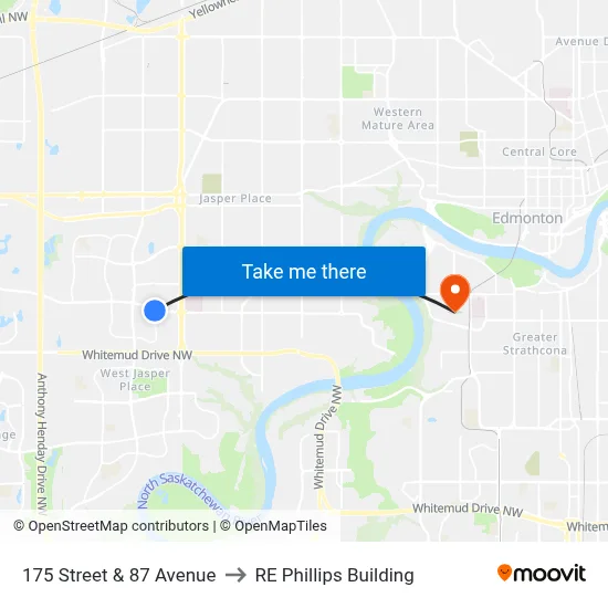 175 Street & 87 Avenue to RE Phillips Building map