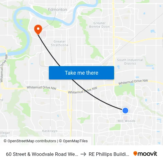 60 Street & Woodvale Road West to RE Phillips Building map