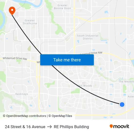 24 Street & 16 Avenue to RE Phillips Building map