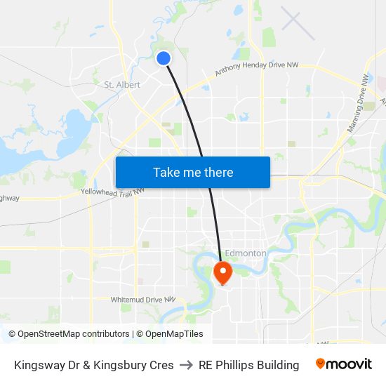 Kingsway Dr & Kingsbury Cres to RE Phillips Building map