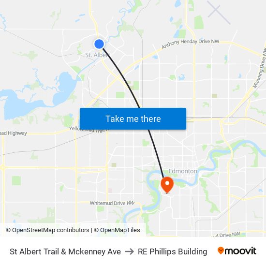 St Albert Trail & Mckenney Ave to RE Phillips Building map