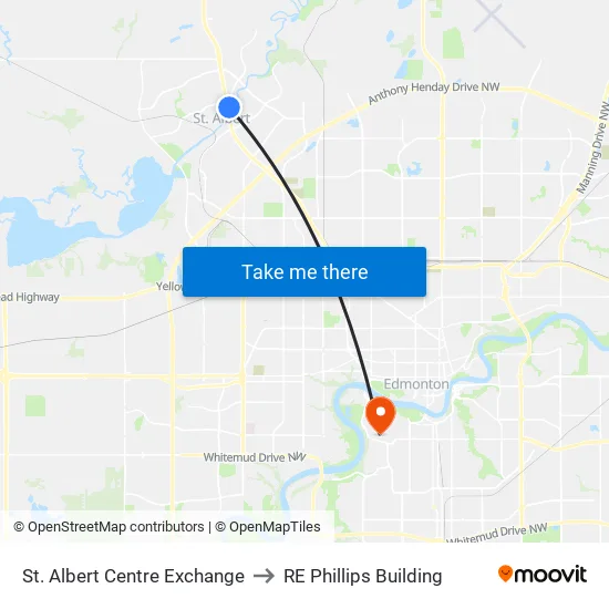 St. Albert Centre Exchange to RE Phillips Building map