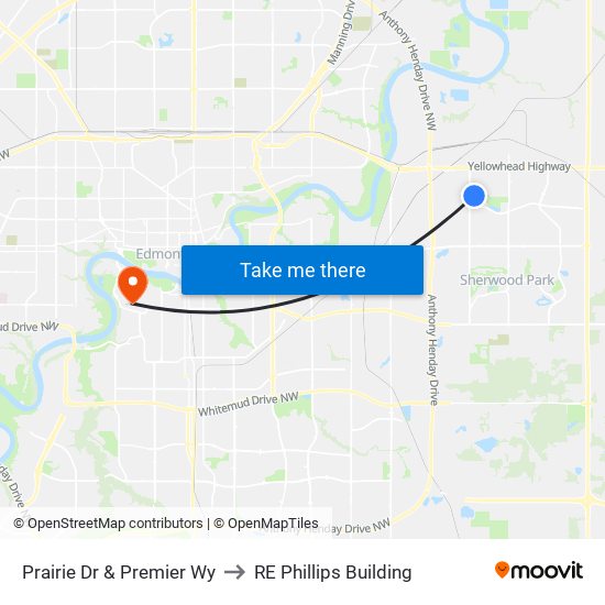 Prairie Dr & Premier Wy to RE Phillips Building map