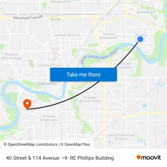40 Street & 114 Avenue to RE Phillips Building map