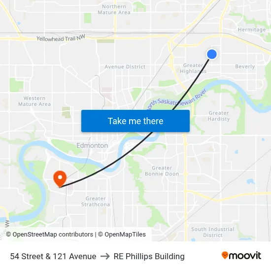 54 Street & 121 Avenue to RE Phillips Building map