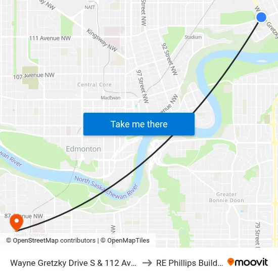 Wayne Gretzky Drive S & 112 Avenue to RE Phillips Building map