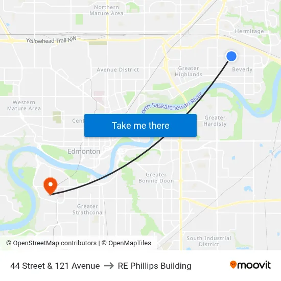 44 Street & 121 Avenue to RE Phillips Building map