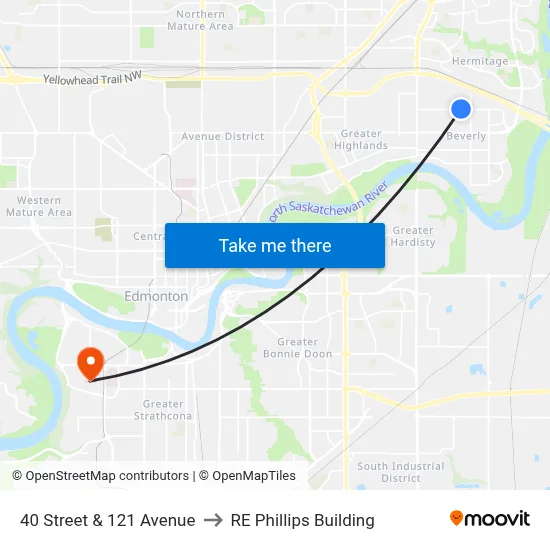 40 Street & 121 Avenue to RE Phillips Building map
