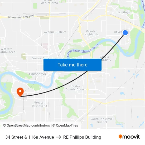 34 Street & 116a Avenue to RE Phillips Building map