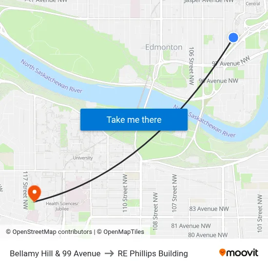 Bellamy Hill & 99 Avenue to RE Phillips Building map