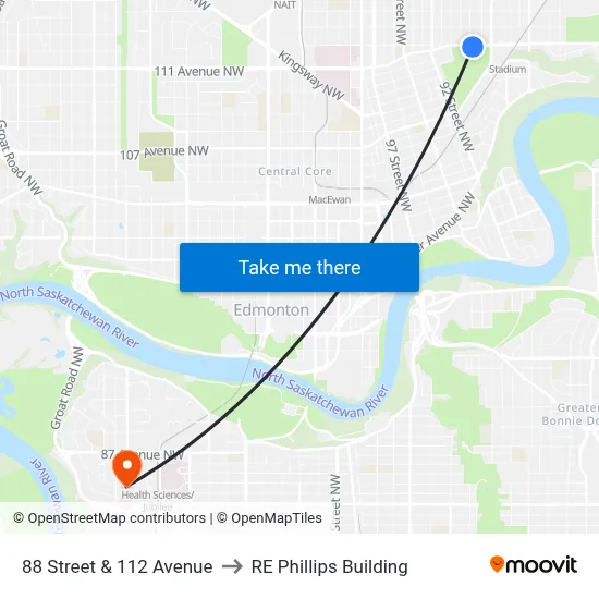 88 Street & 112 Avenue to RE Phillips Building map