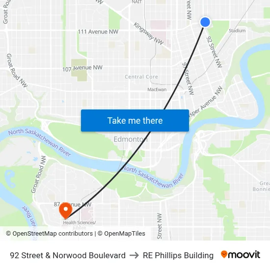 92 Street & Norwood Boulevard to RE Phillips Building map
