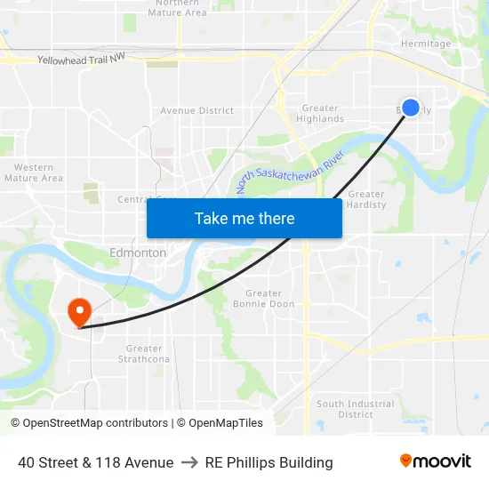 40 Street & 118 Avenue to RE Phillips Building map
