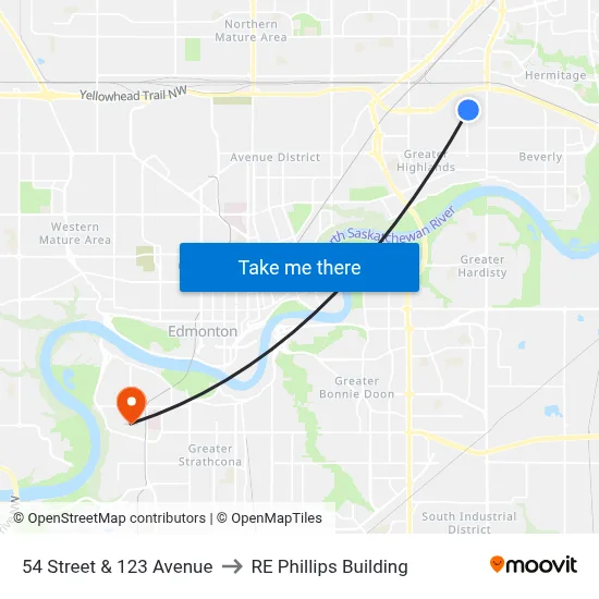 54 Street & 123 Avenue to RE Phillips Building map