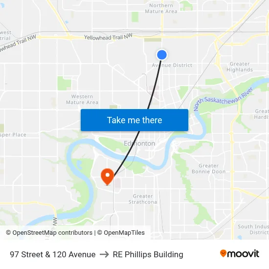 97 Street & 120 Avenue to RE Phillips Building map