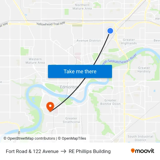Fort Road & 122 Avenue to RE Phillips Building map