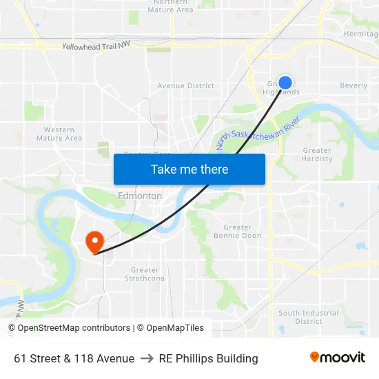 61 Street & 118 Avenue to RE Phillips Building map