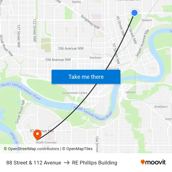 88 Street & 112 Avenue to RE Phillips Building map