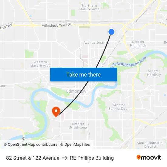 82 Street & 122 Avenue to RE Phillips Building map