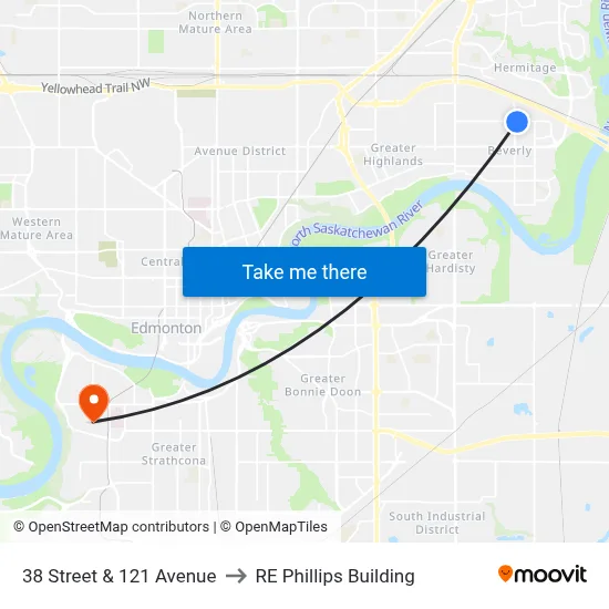 38 Street & 121 Avenue to RE Phillips Building map