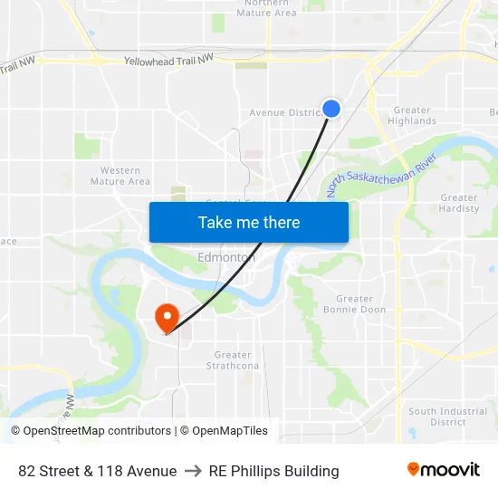 82 Street & 118 Avenue to RE Phillips Building map