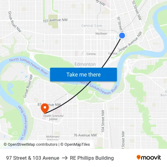 97 Street & 103 Avenue to RE Phillips Building map