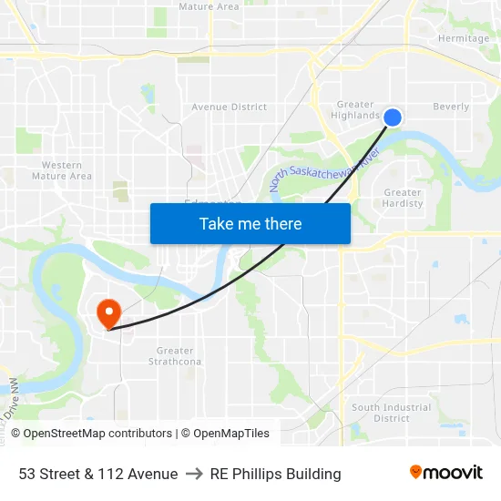 53 Street & 112 Avenue to RE Phillips Building map
