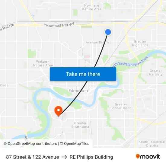 87 Street & 122 Avenue to RE Phillips Building map