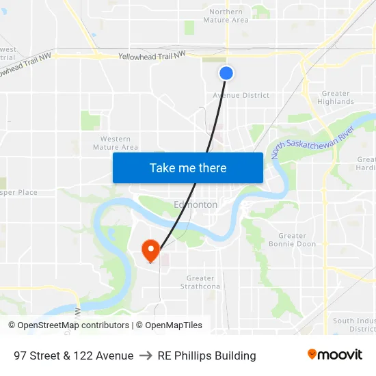 97 Street & 122 Avenue to RE Phillips Building map