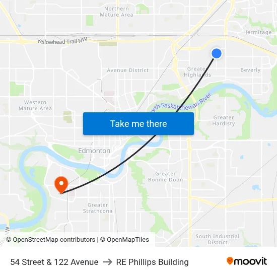 54 Street & 122 Avenue to RE Phillips Building map