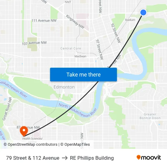 79 Street & 112 Avenue to RE Phillips Building map