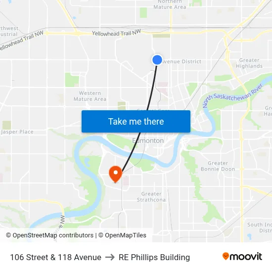 106 Street & 118 Avenue to RE Phillips Building map