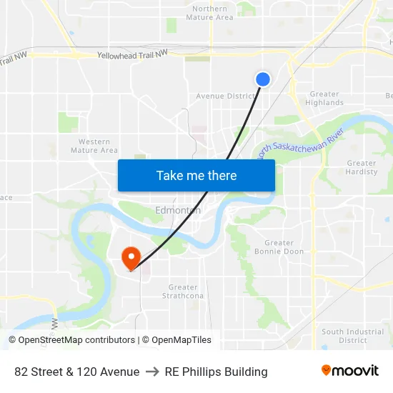82 Street & 120 Avenue to RE Phillips Building map