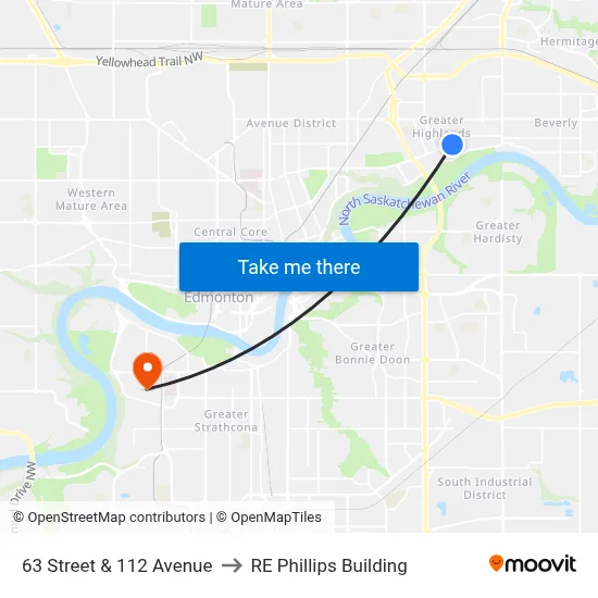 63 Street & 112 Avenue to RE Phillips Building map