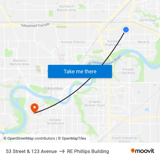 53 Street & 123 Avenue to RE Phillips Building map