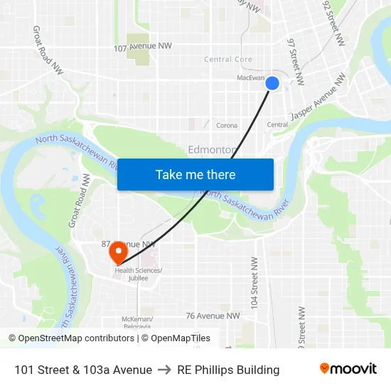 101 Street & 103a Avenue to RE Phillips Building map