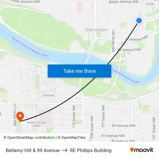Bellamy Hill & 99 Avenue to RE Phillips Building map