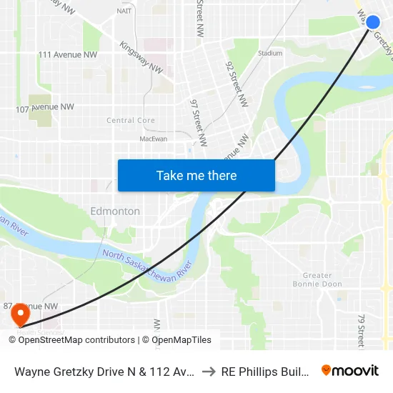 Wayne Gretzky Drive N & 112 Avenue to RE Phillips Building map
