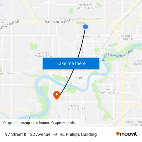97 Street & 122 Avenue to RE Phillips Building map